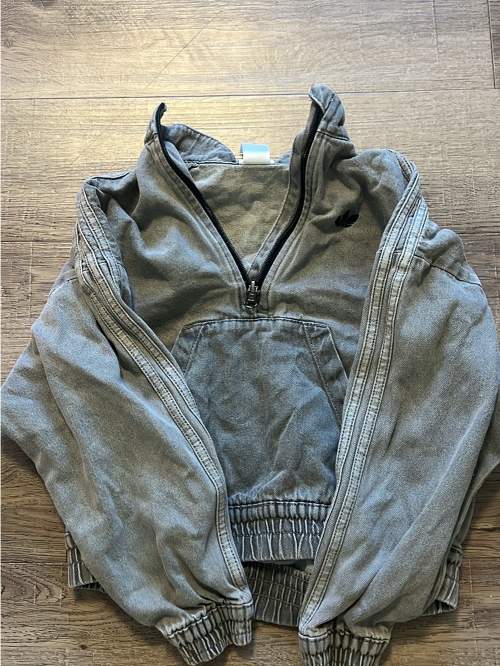 Kids denim Grey Pullover Jacket with Half-Zip